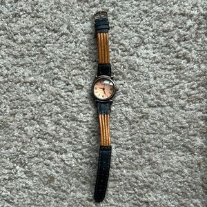 Rumors women’s vintage tan/black adjustable genuine‎ leather watch one size